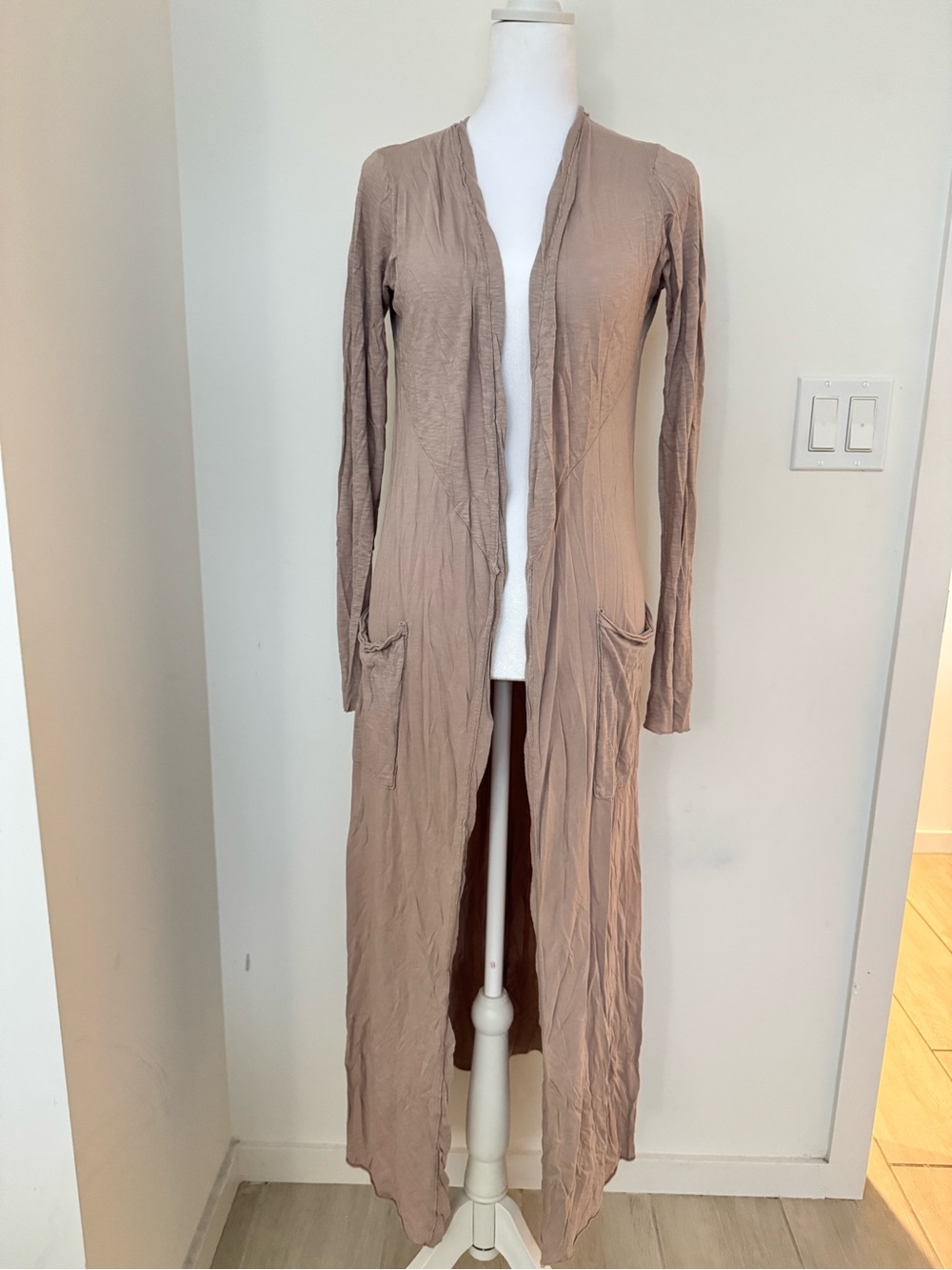LA Made Long Open-Front Swim Coverup - Taupe